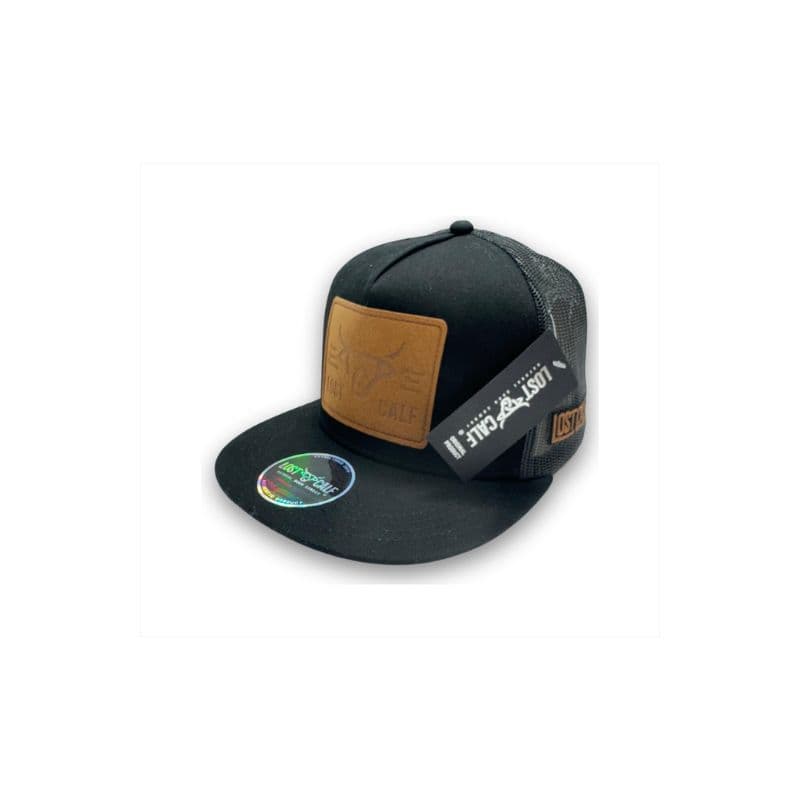 Gorra Lost Calf Negro Piel Marrón con Malla