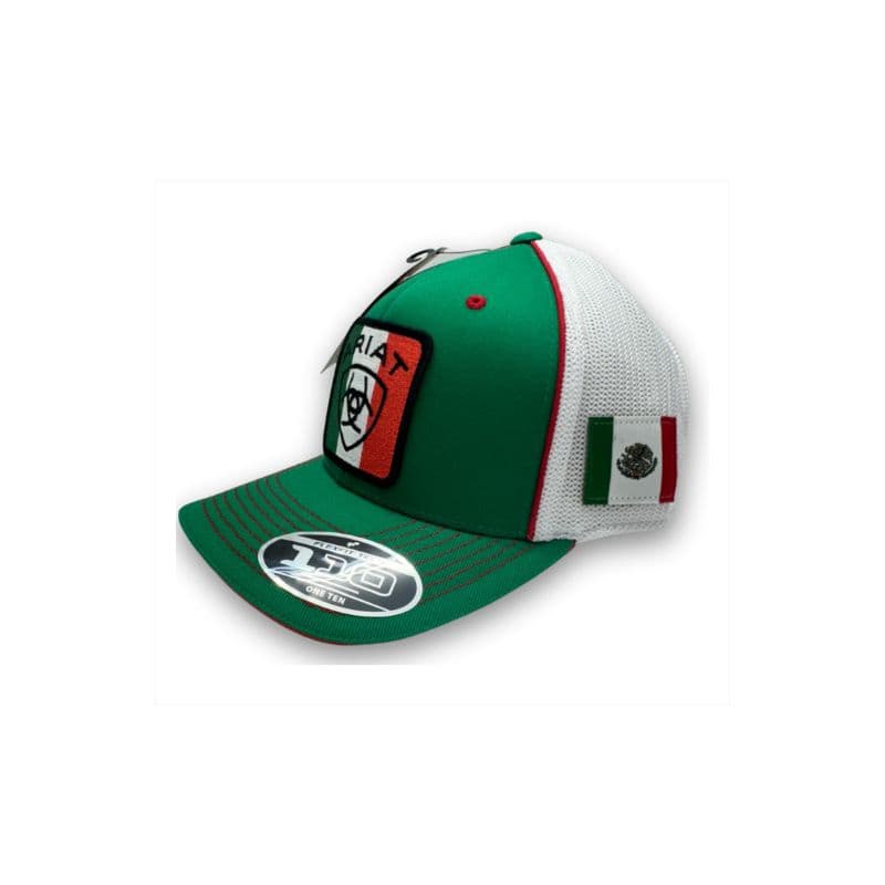 Gorra Ariat Verde Blanco con Bandera Mexicana