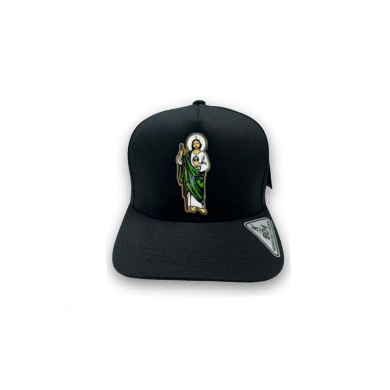 Gorra Negra Ajustable con Imagen de San Judas Tadeo