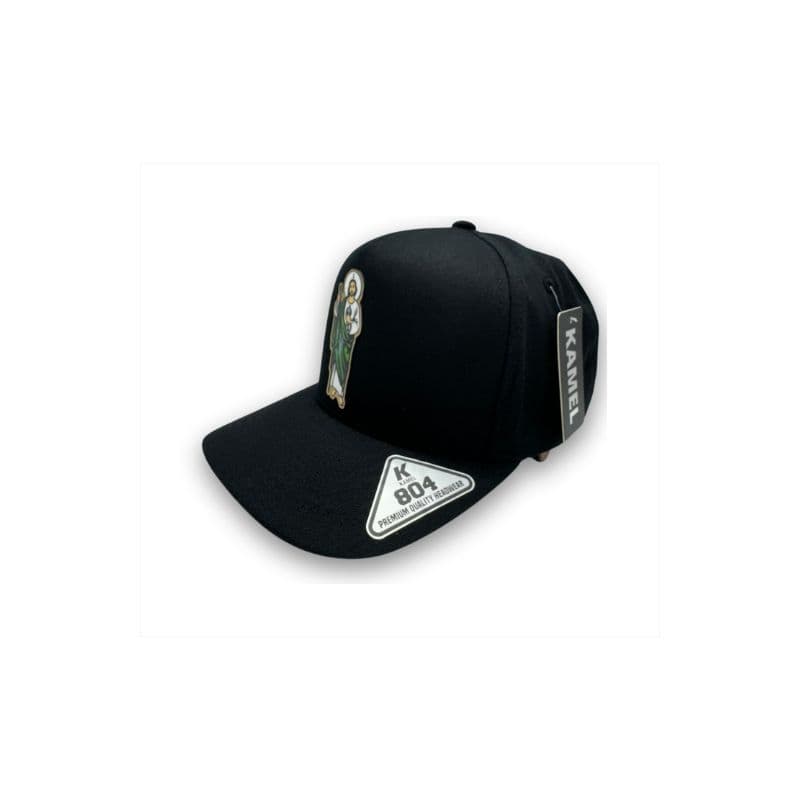 Gorra Negra Ajustable con Imagen de San Judas Tadeo