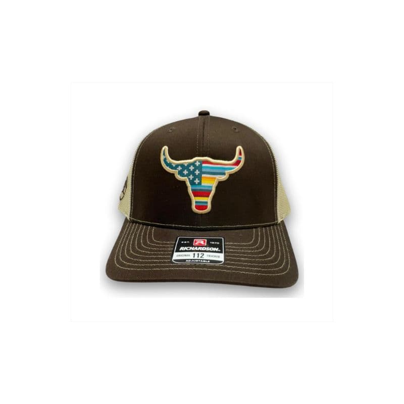 Gorra Ariat Marrón Café con Logotipo Cuernos Largos