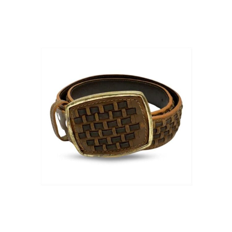 Cinturón de piel artesanal petatillo marrón