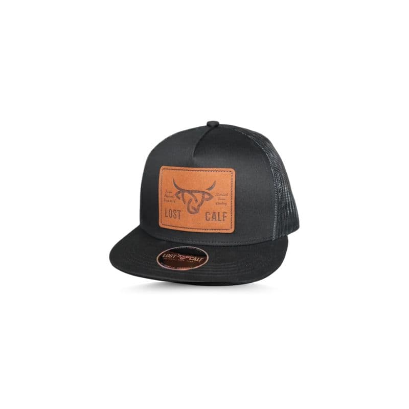 Gorra Lost Calf Negro Piel Marrón con Malla