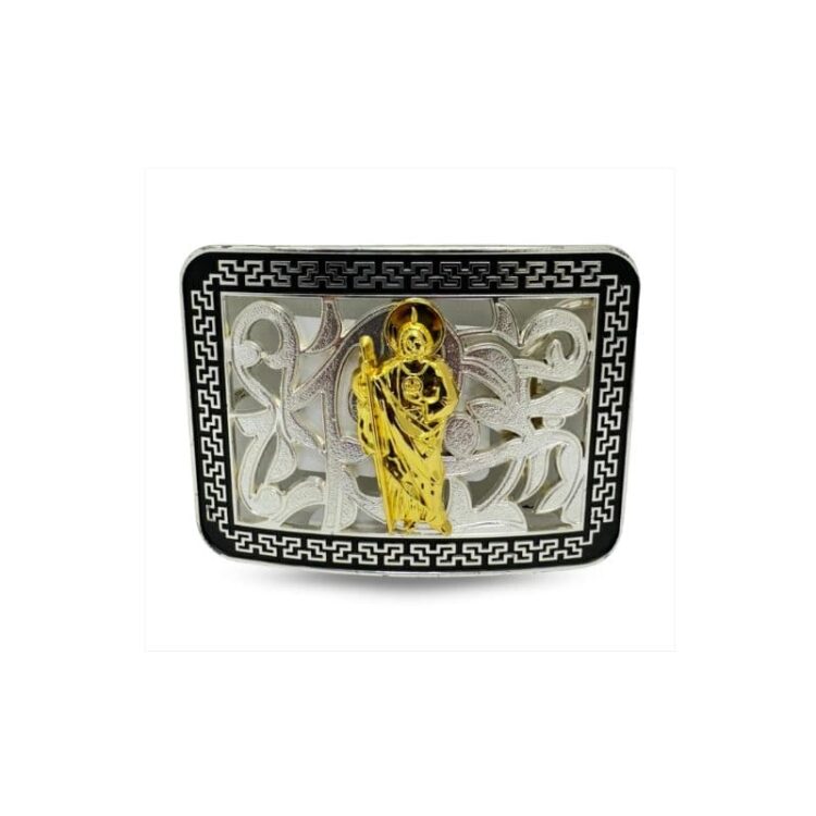 Hebilla vaquera Double G Ranch San Judas Silver Black