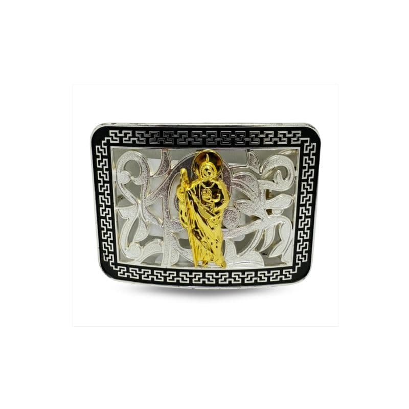 Hebilla vaquera Double G Ranch San Judas Silver Black