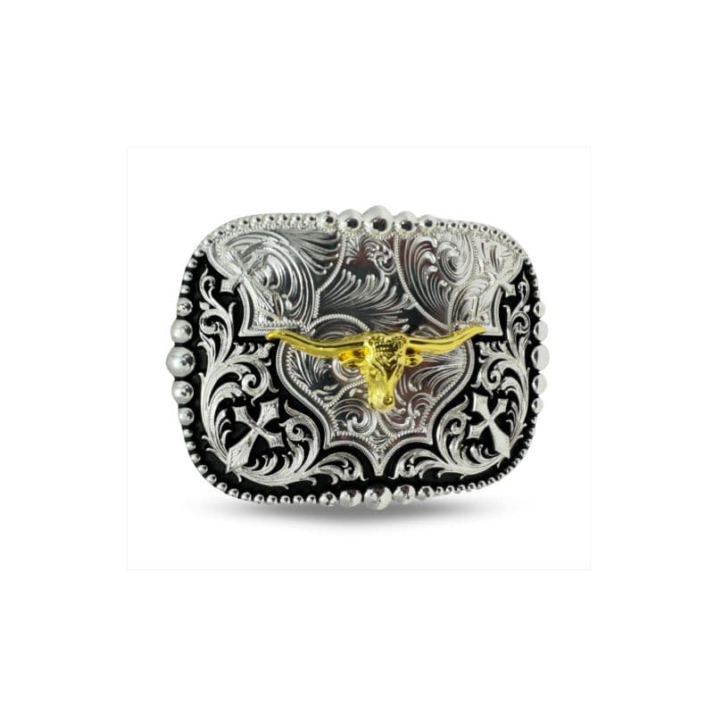 Hebilla vaquera Double G Ranch Bull Gold Silver Black