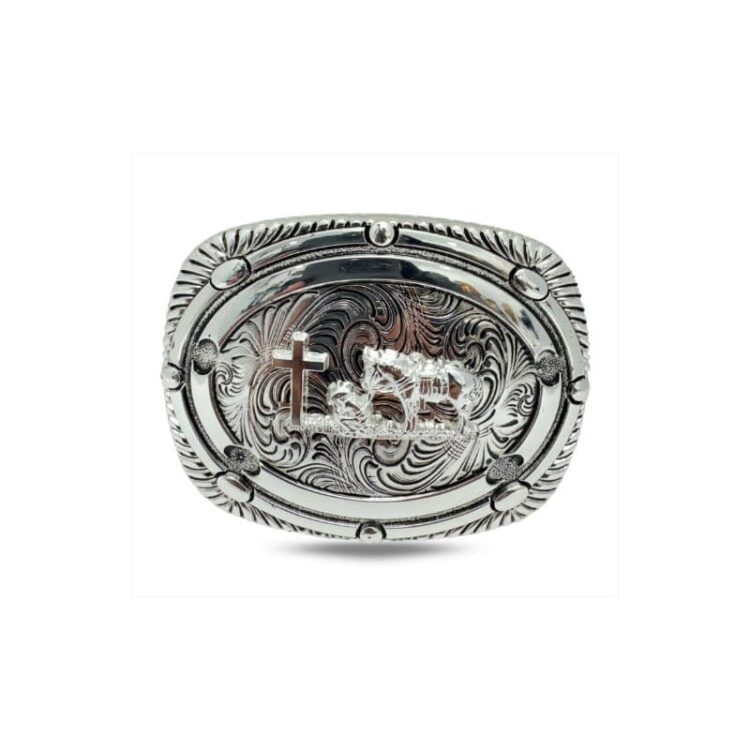 Hebilla vaquera Double G Ranch Fallen Cowboy Oval