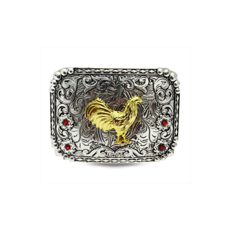 Hebilla vaquera Double G Ranch El Gallo 3D Square