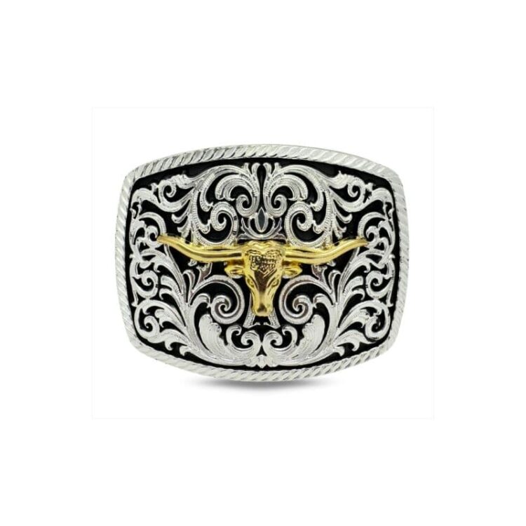 Hebilla vaquera Double G Ranch El Torito Silver Black