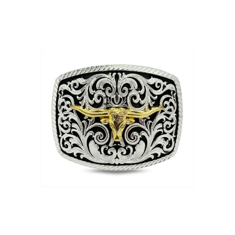Hebilla vaquera Double G Ranch El Torito Silver Black
