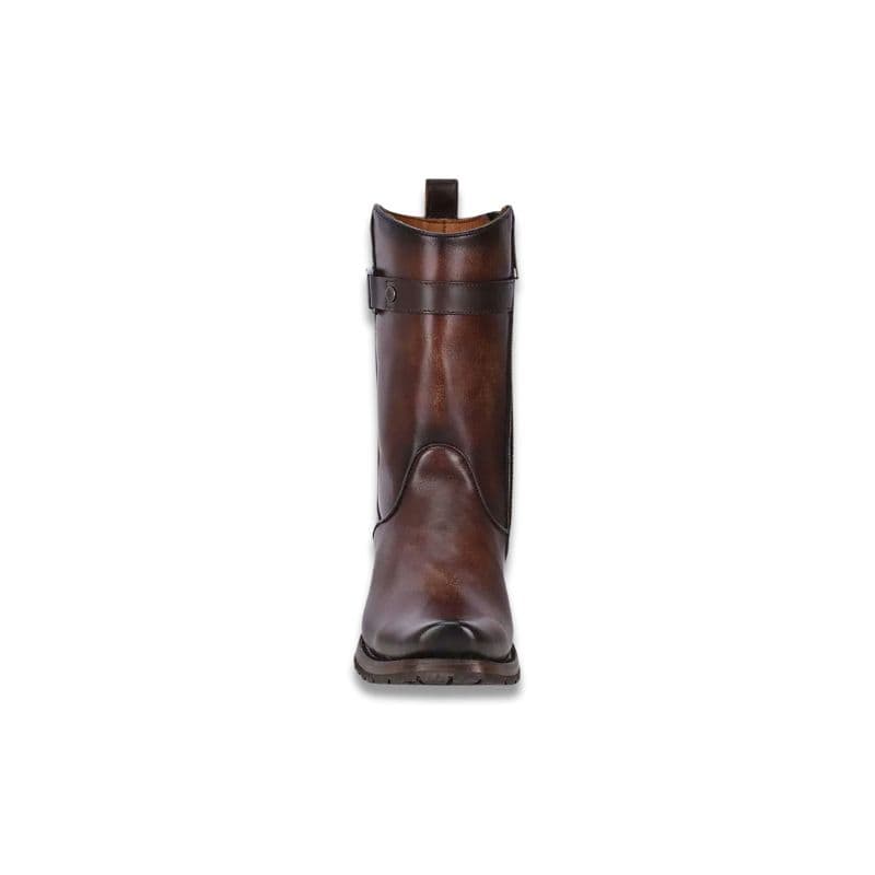 Bota urbana piel café pintada a mano para hombre