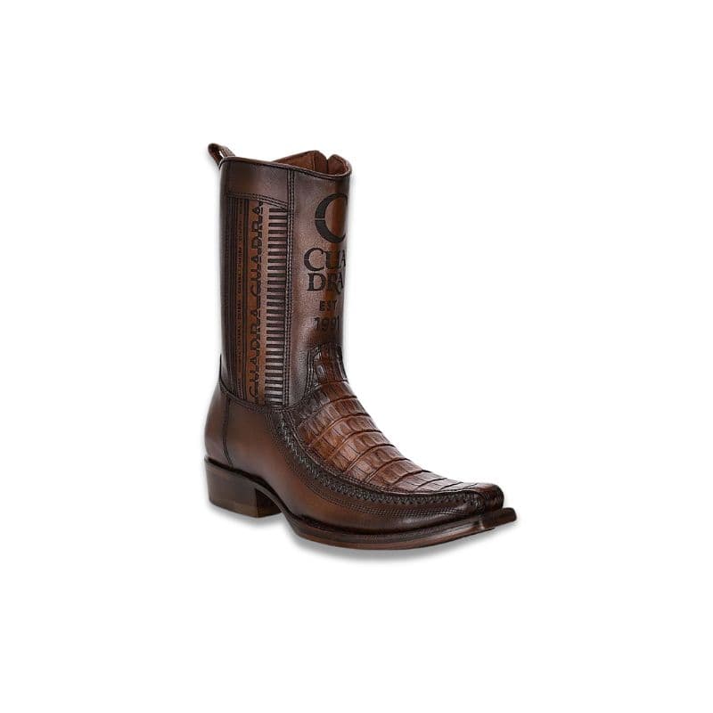 Botas cowboy Cuadra de piel exótica café