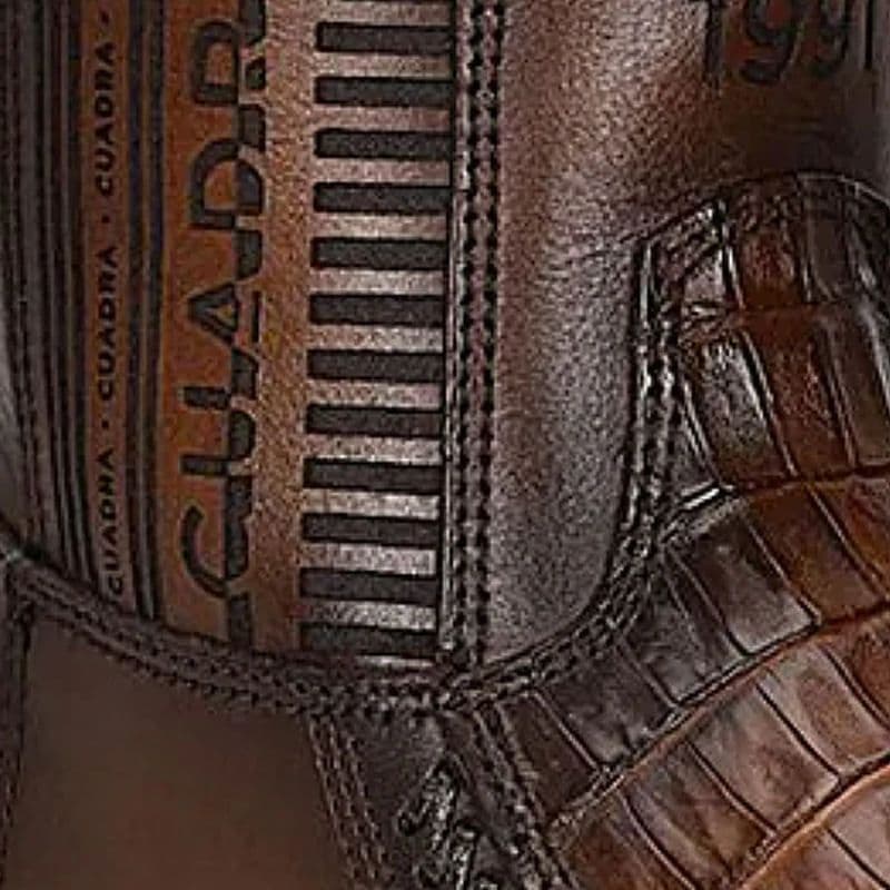 Botas cowboy Cuadra de piel exótica café