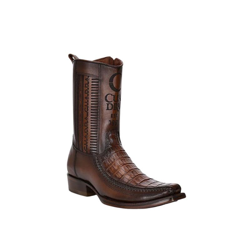 Botas cowboy Cuadra de piel exótica café