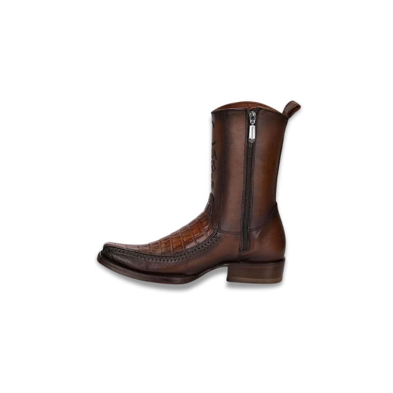 Botas cowboy Cuadra de piel exótica café