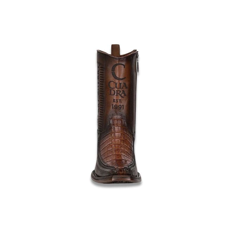 Botas cowboy Cuadra de piel exótica café